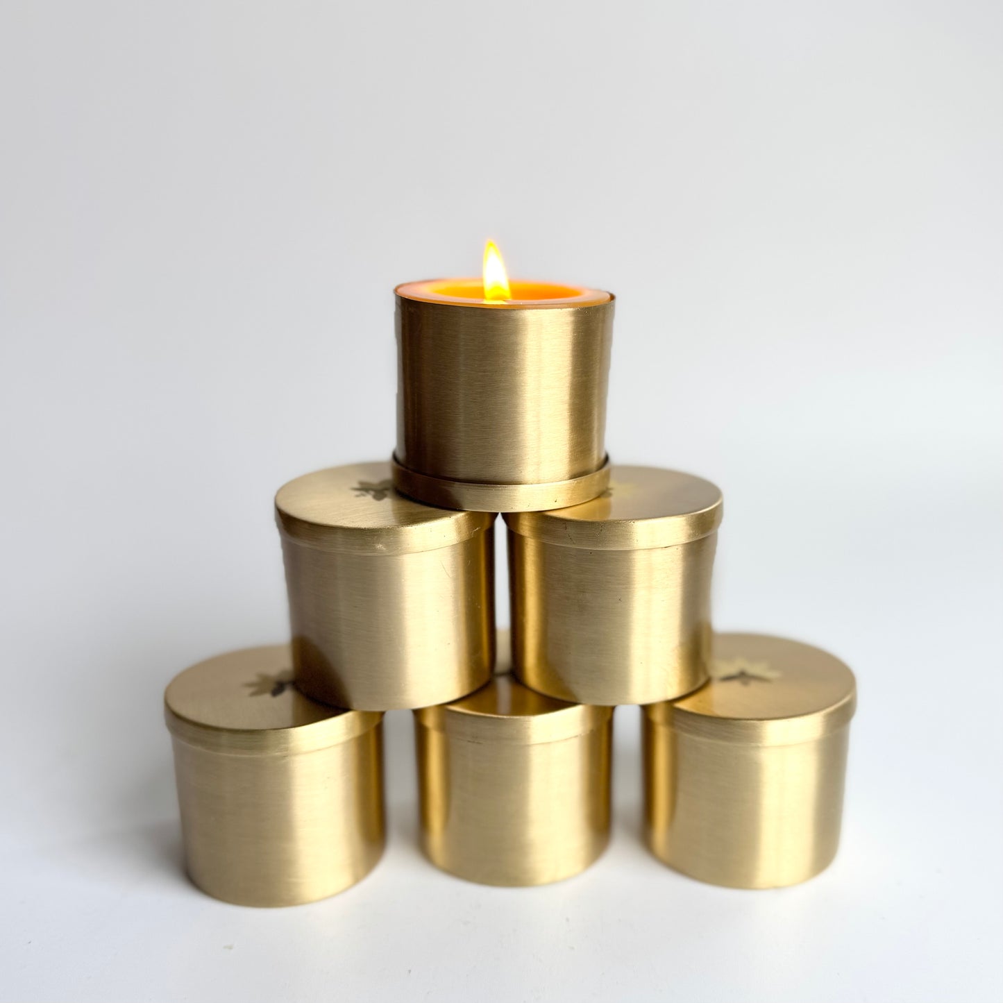 Small Brass Beeswax Candle