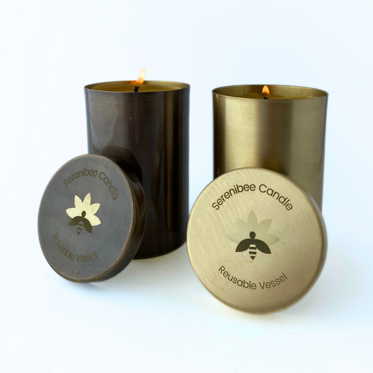 Smooth Brass Beeswax Candle