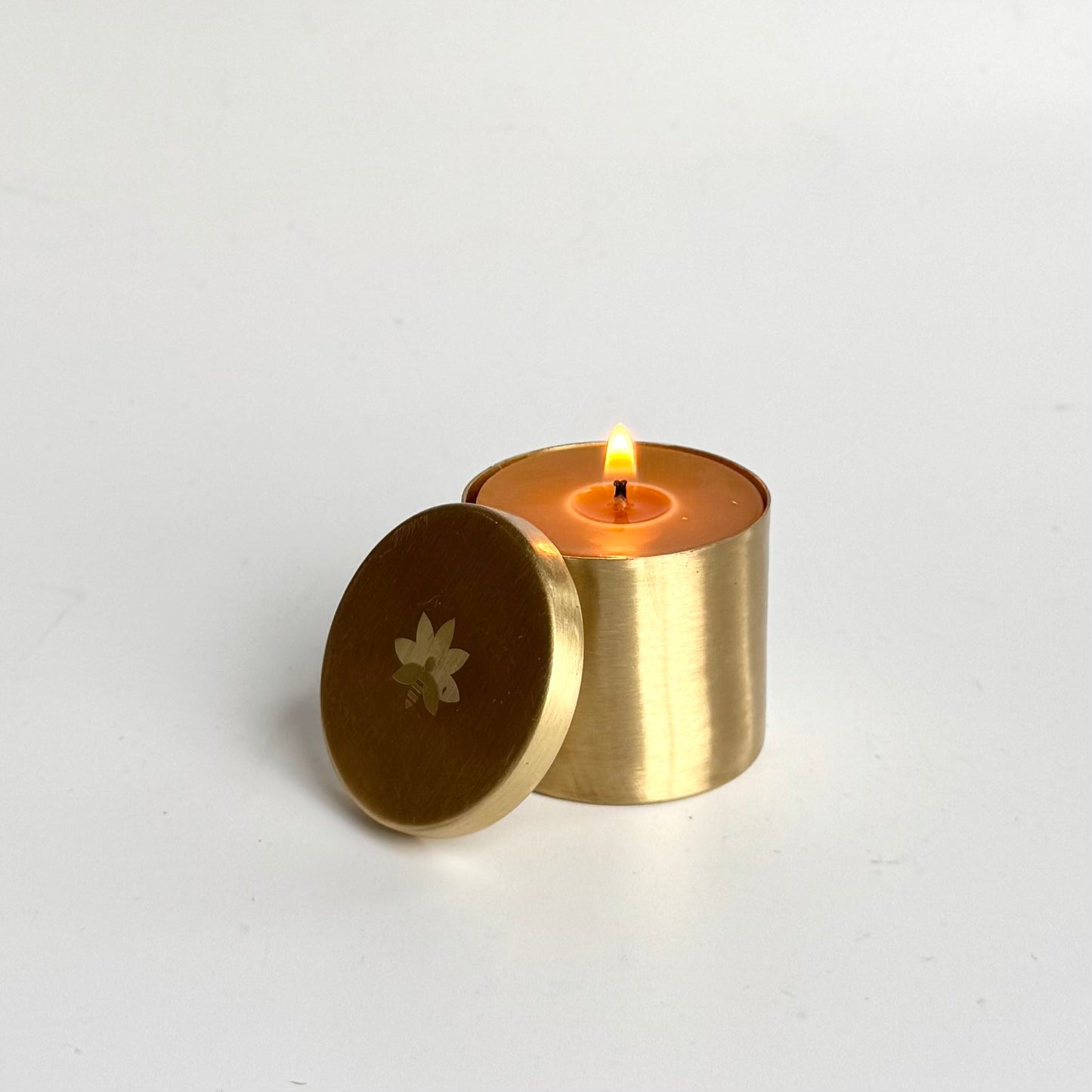 Small Brass Beeswax Candle
