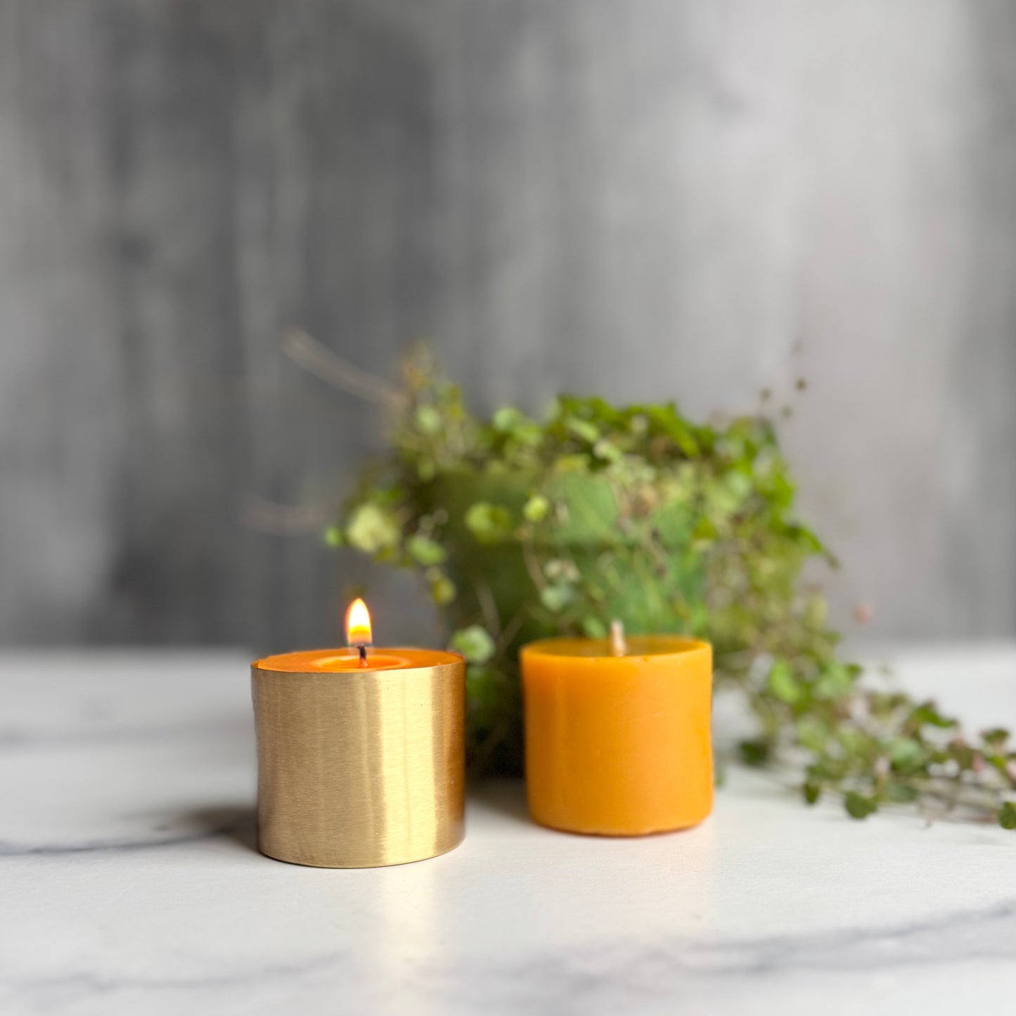 Small Brass Beeswax Candle