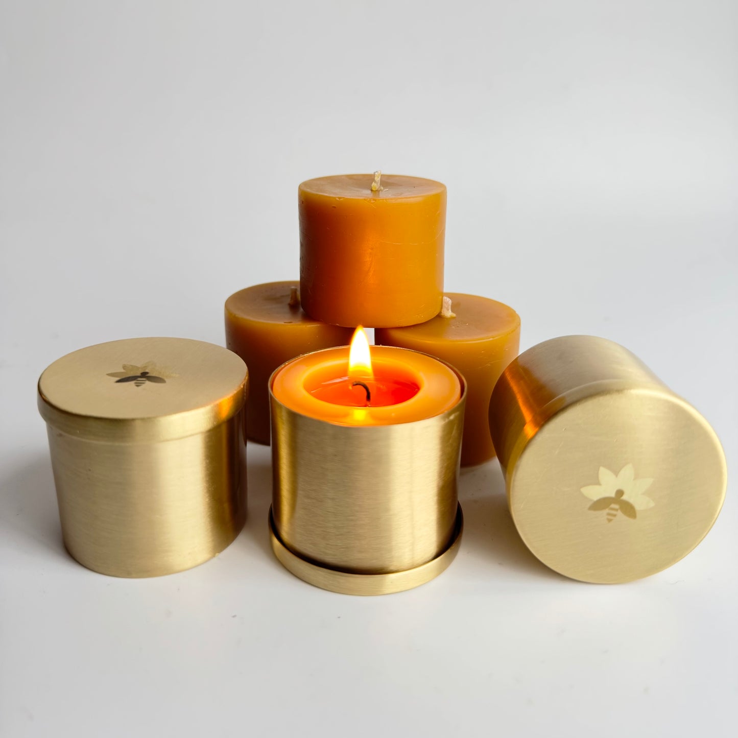 Small Brass Beeswax Candle