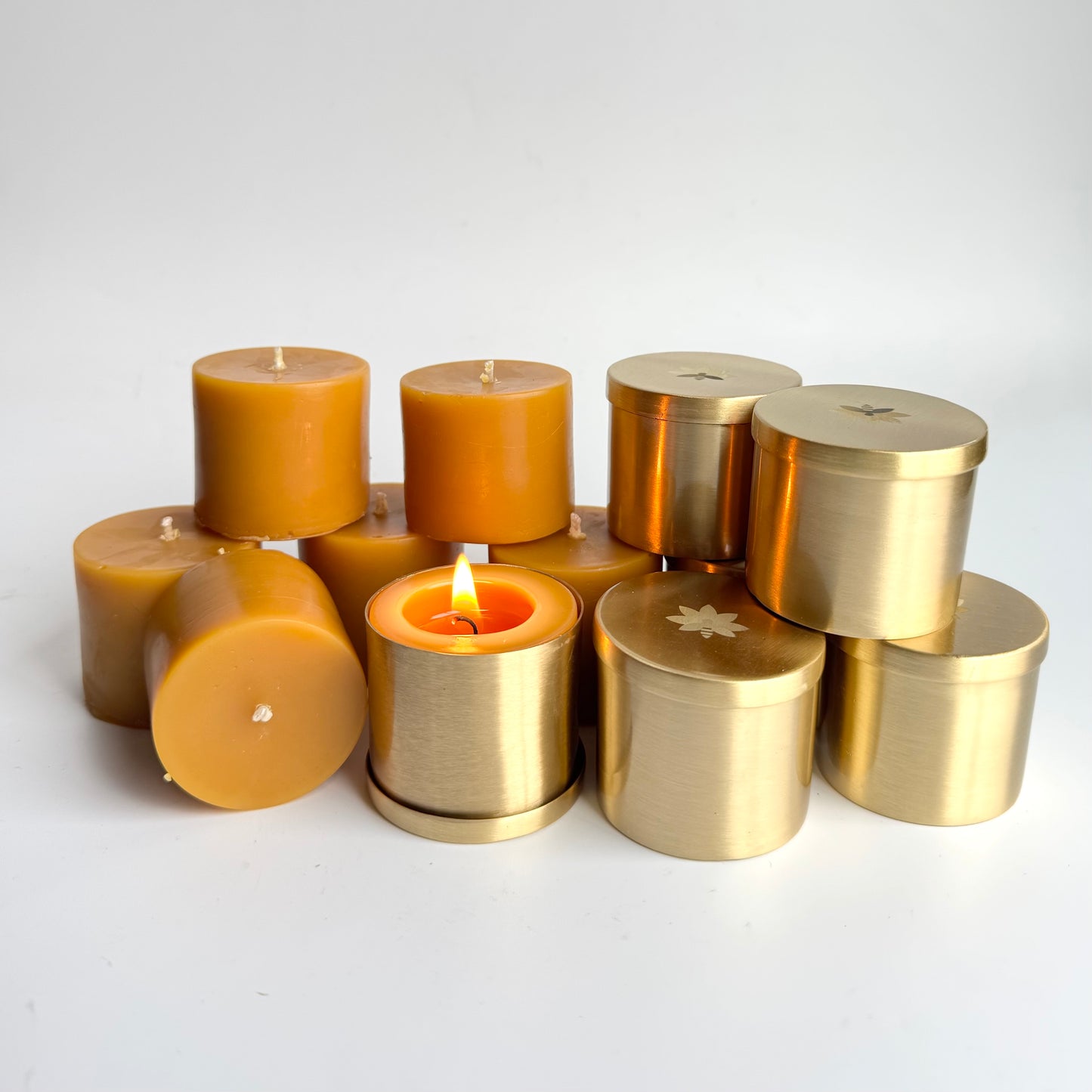 Small Brass Beeswax Candle