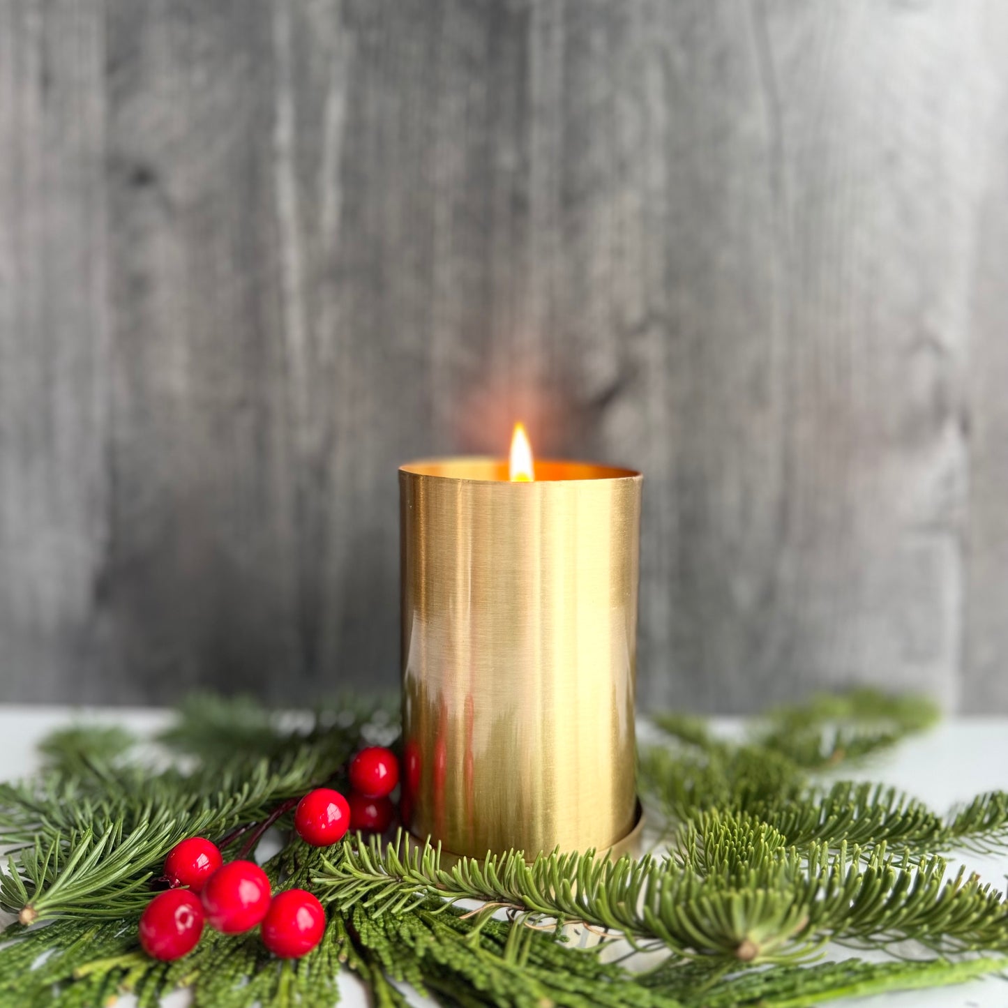 Smooth Brass Beeswax Candle