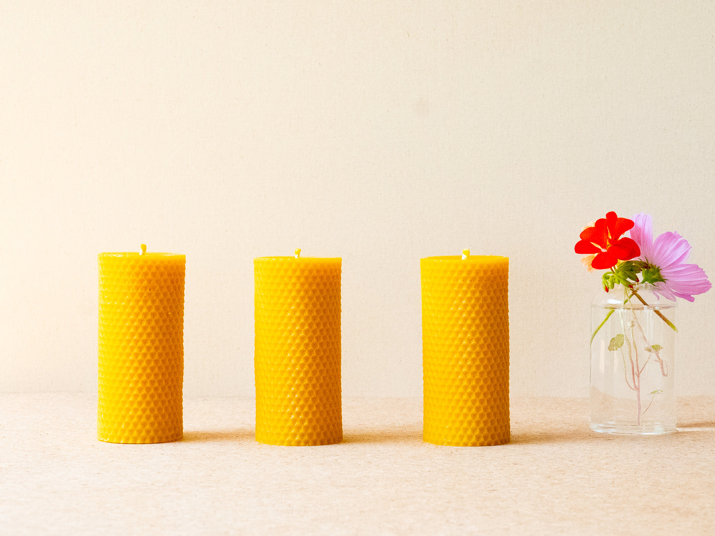 Decorative Pillar Beeswax Candle