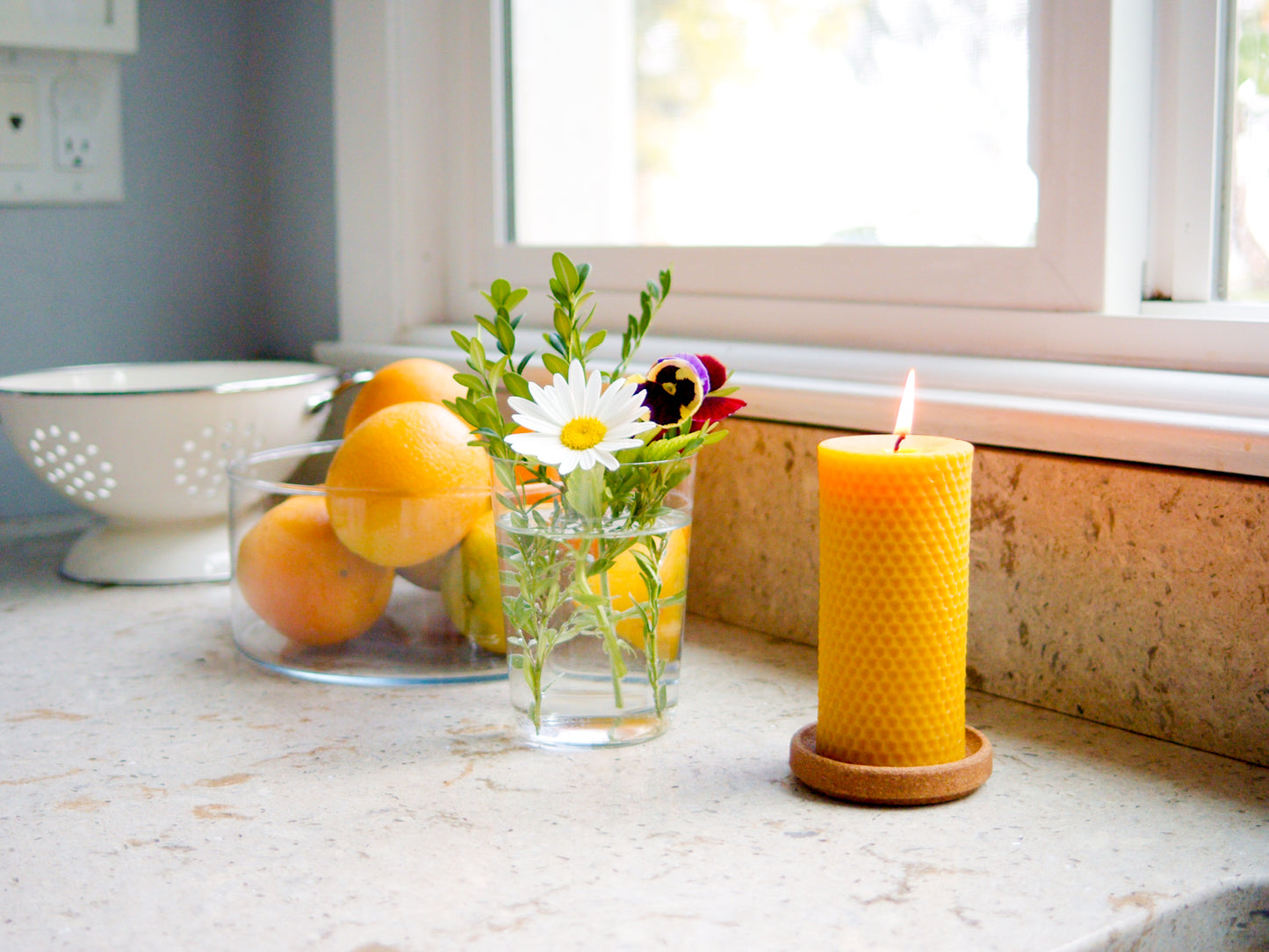 Decorative Pillar Beeswax Candle