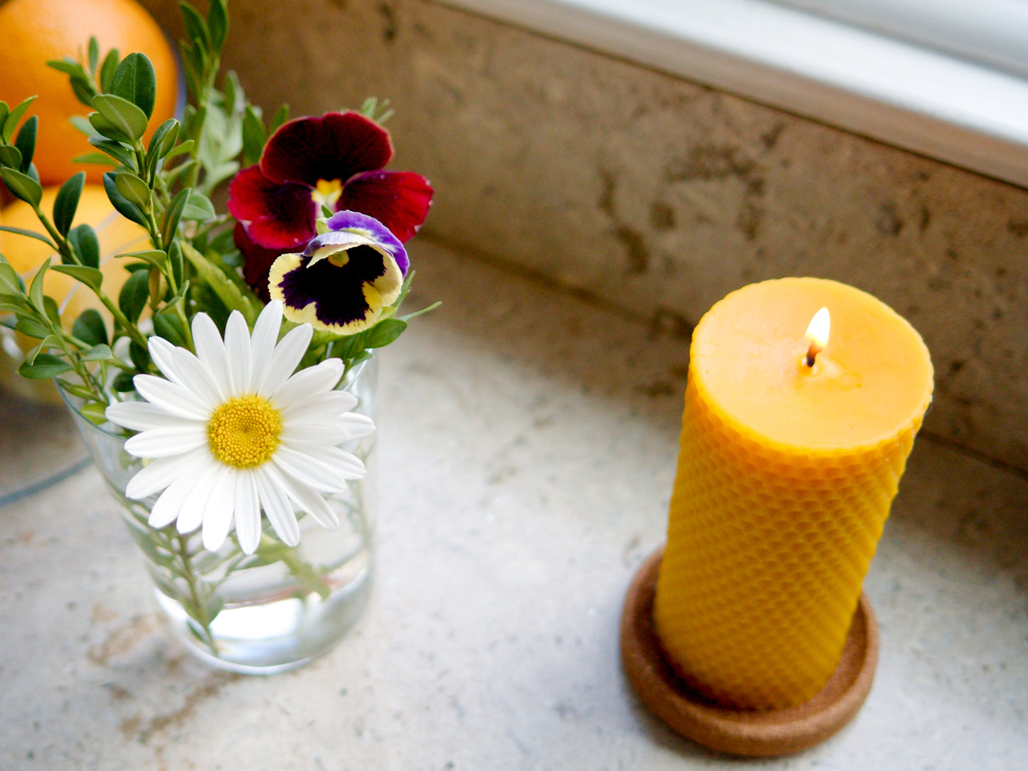 Decorative Pillar Beeswax Candle