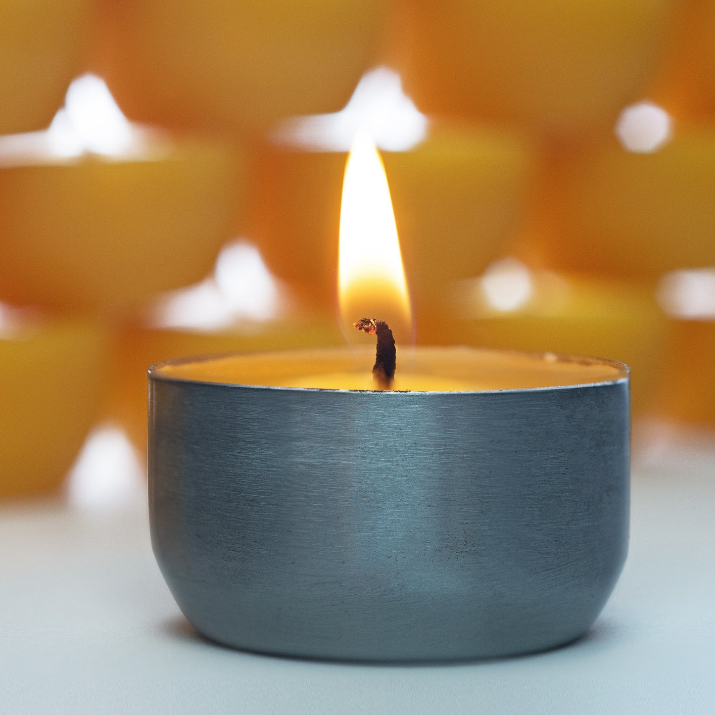 12 Beeswax Tea Lights with One (1) Reusable Candle Holder