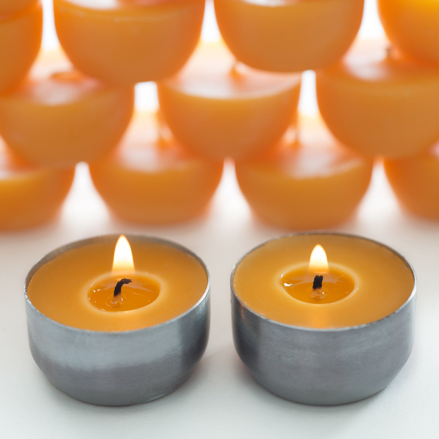 24 Beeswax Tea Lights with Two (2) Reusable Candle Holders