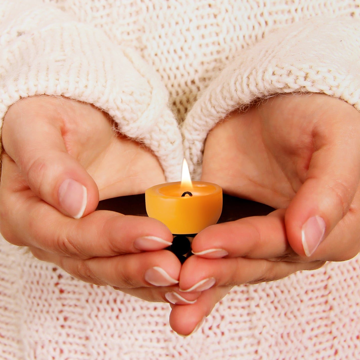 12 Beeswax Tea Lights with One (1) Reusable Candle Holder