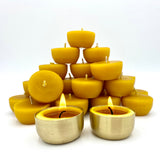 24 Beeswax Tea Lights with Two (2) Reusable Candle Holders