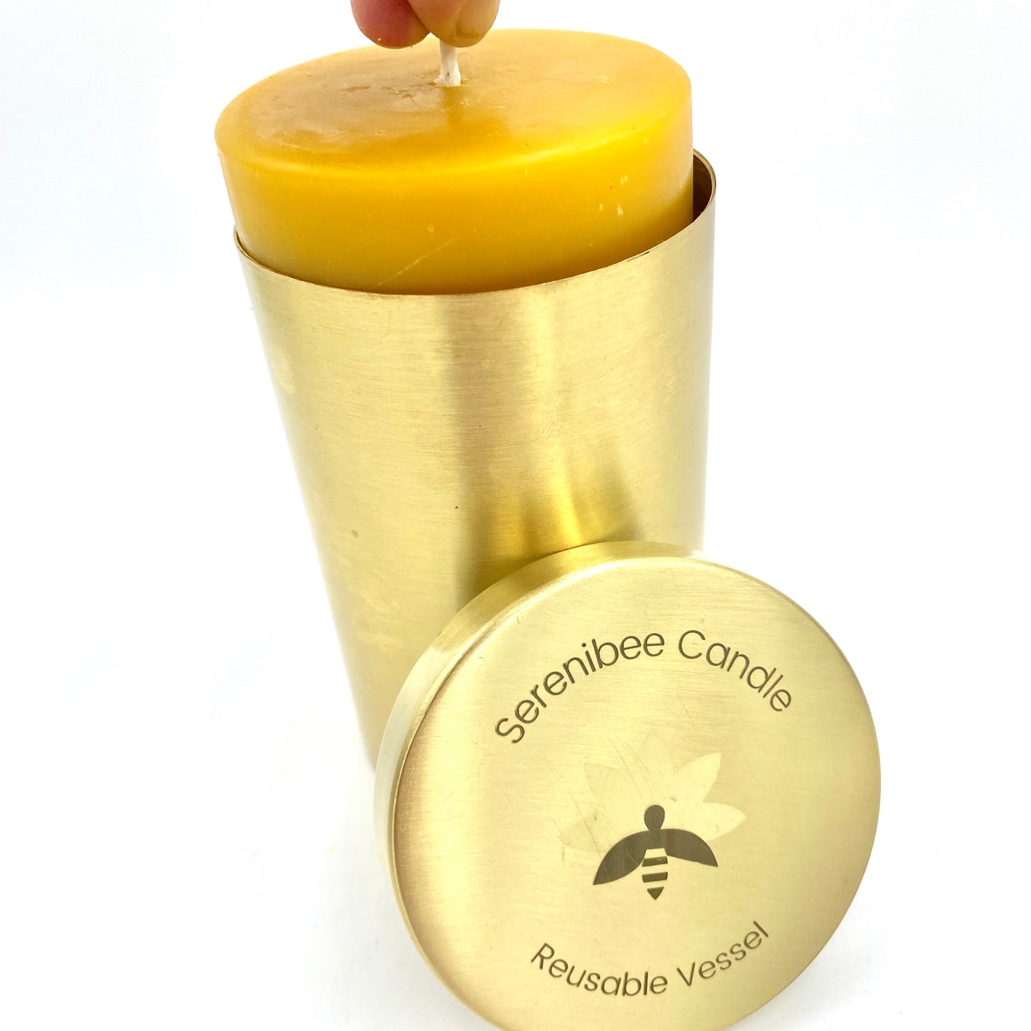 Smooth Brass Beeswax Candle